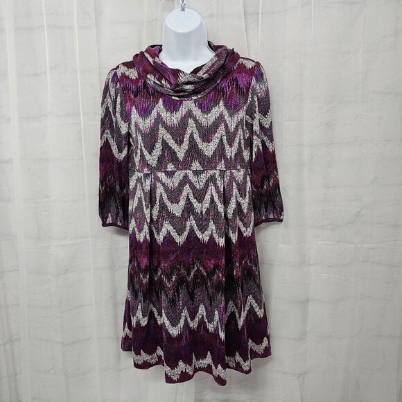 I.N. Studio Dresses & Skirts - I.N. Studio Dress Knit Purple Gray Cowl Neck Grunge Retro Twee 10P